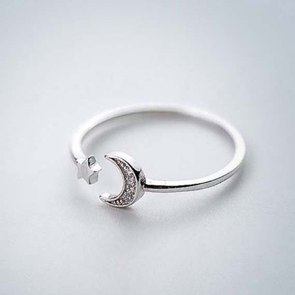 Gold Vermeil 14 Gold layered over 925 Sterling Silver Crescent Moon Ring for Her - Picture 7 of 9